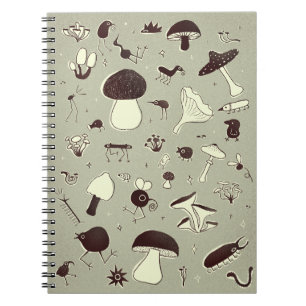 Whimsical Mushroom and Forest Creatures Notitieboe Notitieboek