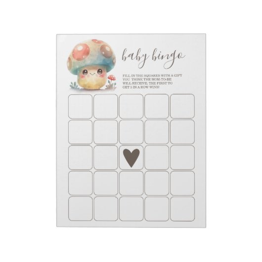 Whimsical Mushroom Baby Bingo Notitieblok (Linkerzijde)