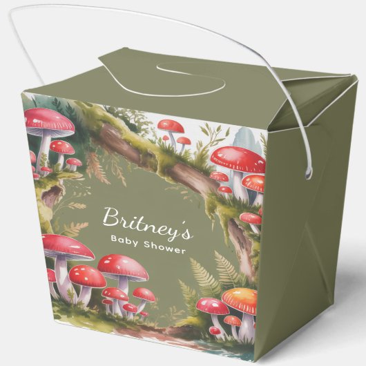 Whimsical Mushroom Baby Shower Bedankdoosjes (Achterkant)