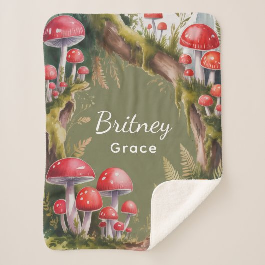 Whimsical Mushroom Baby Shower Gift Sherpa Deken (Voorkant)
