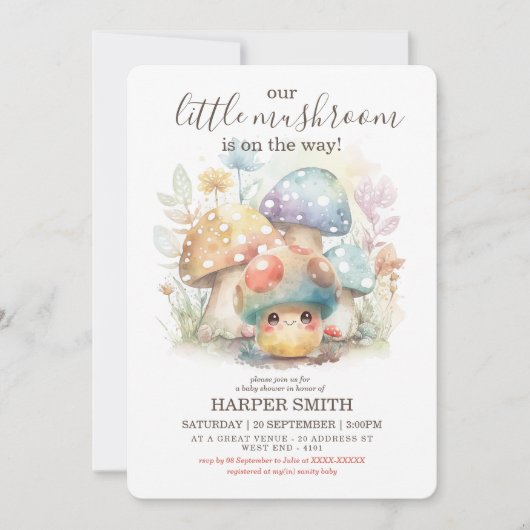 Whimsical Mushroom Baby shower Kaart (Voorkant)