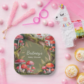 Whimsical Mushroom Baby Shower Papieren Bordje (Feest)