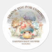 Whimsical Mushroom Baby shower Ronde Sticker (Voorkant)