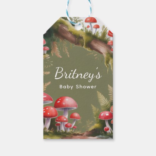 Whimsical Mushroom Baby Shower Thank You Cadeaulabel (Voorkant)