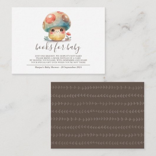 Whimsical Mushroom Books voor Baby Informatiekaartje (Voorkant / Achterkant)