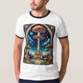 Whimsical Mushroom Castle Fantasy T-shirt (Voorkant)