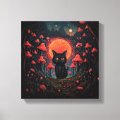 Whimsical Mushroom Cat Stretched Canvas Print (Voorkant)
