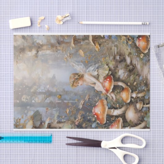 Whimsical Mushroom Fairy Decoupage Tissuepapier (Craft)