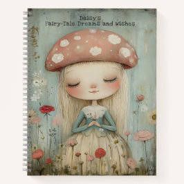 Whimsical Mushroom Fairy in een bloemenweide Custo Notitieboek