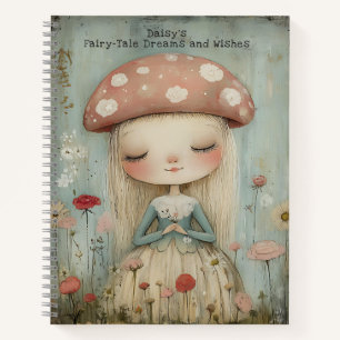 Whimsical Mushroom Fairy in een bloemenweide Custo Notitieboek