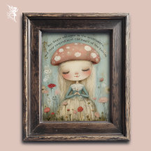 Whimsical Mushroom Fairy in een bloemenweide kunst