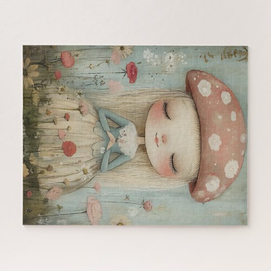 Whimsical Mushroom Fairy in een Wildflower Meadow Legpuzzel (Horizontaal)