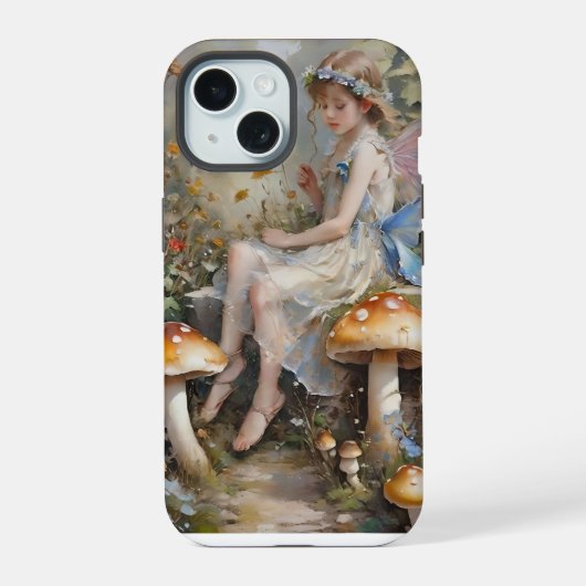 Whimsical Mushroom Fairy iPhone 15 Case (Achterkant)