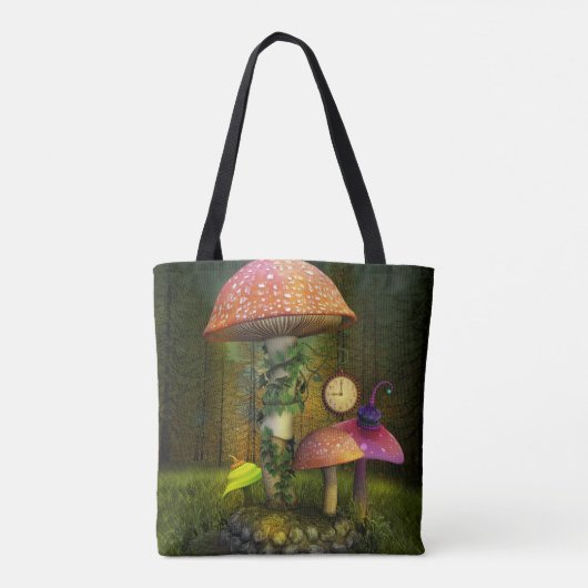 Whimsical Mushroom Fantasy Canvas tas (Achterkant)