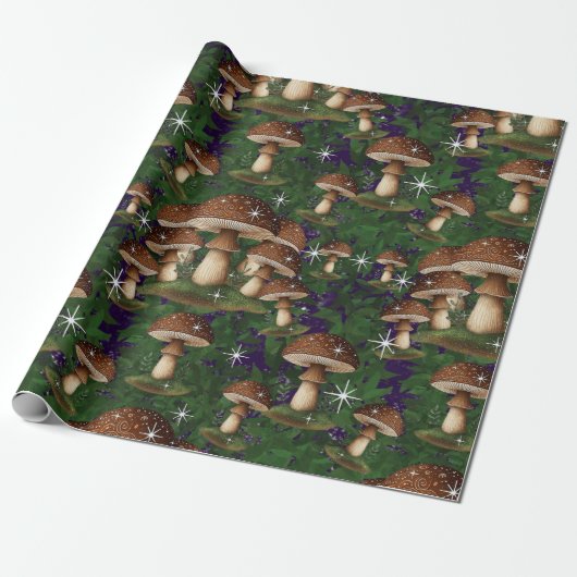Whimsical Mushroom Forest - betoverende Natuur Cadeaupapier (Uitgerold)