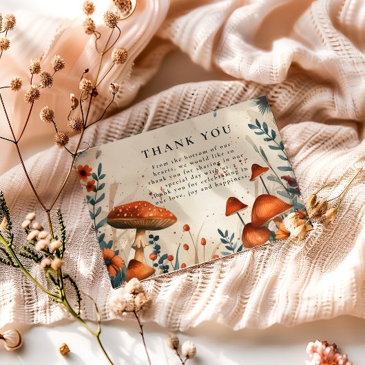 Whimsical Mushroom Forest Wedding Bedankkaart