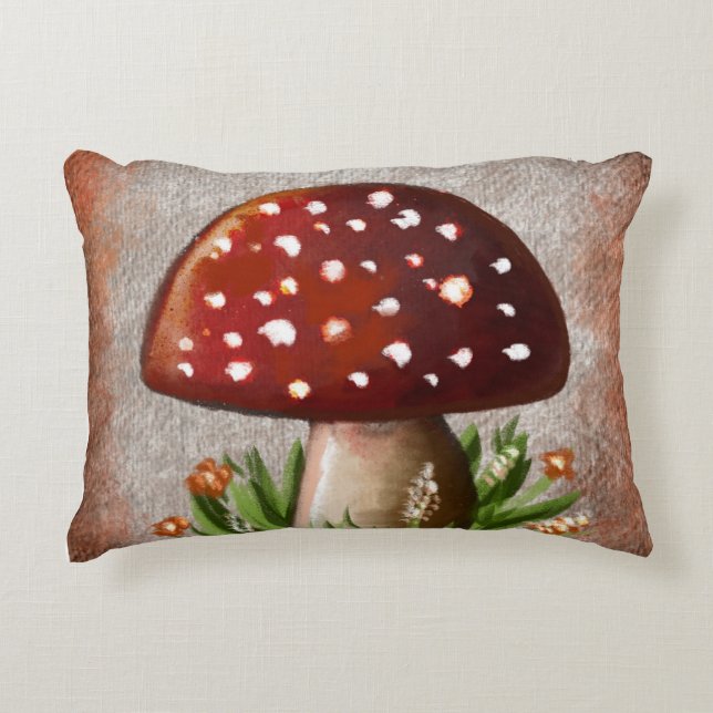Whimsical Mushroom & Fungi Motif – Nature-Inspired Accent Kussen (Voorkant)