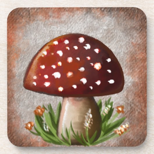 Whimsical Mushroom & Fungi Motif – Nature-Inspired Bier Onderzetter (Voorkant)