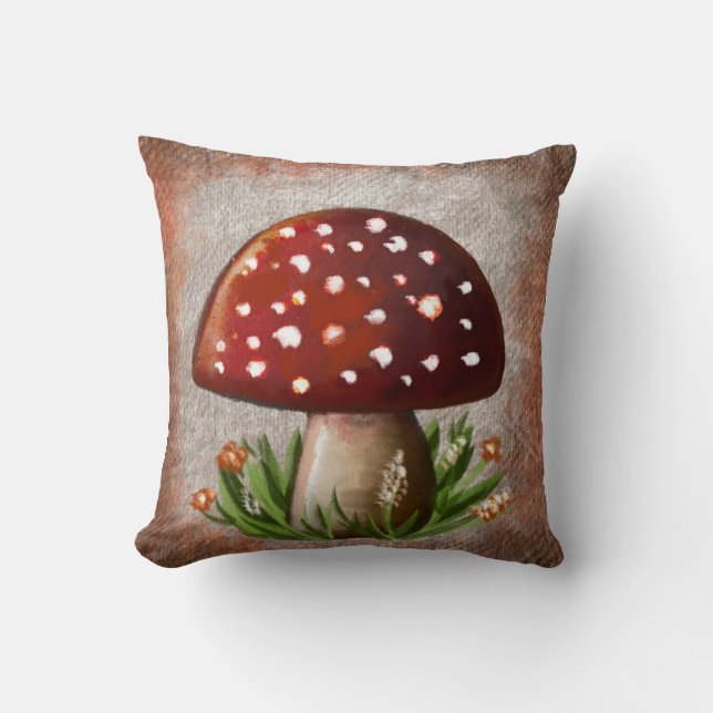 Whimsical Mushroom & Fungi Motif – Nature-Inspired Kussen (Voorkant)