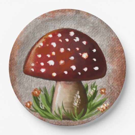 Whimsical Mushroom & Fungi Motif – Nature-Inspired Papieren Bordje (Voorkant)