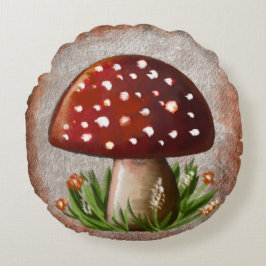 Whimsical Mushroom & Fungi Motif – Nature-Inspired Rond Kussen