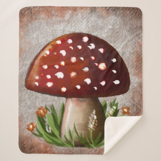 Whimsical Mushroom & Fungi Motif – Nature-Inspired Sherpa Deken (Voorkant)