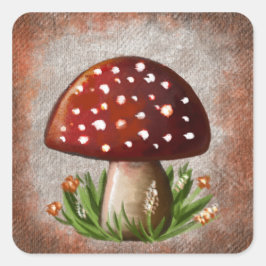 Whimsical Mushroom & Fungi Motif – Nature-Inspired Vierkante Sticker