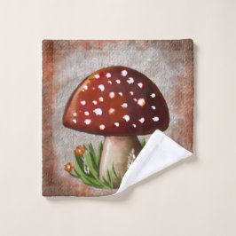 Whimsical Mushroom & Fungi Motif – Nature-Inspired Washandje