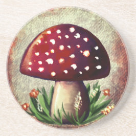 Whimsical Mushroom & Fungi Motif – Nature-Inspired Zandsteen Onderzetter
