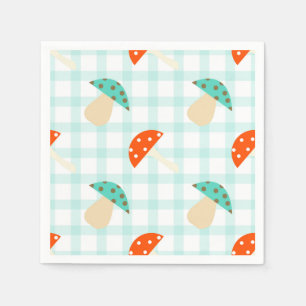 Whimsical mushroom gingham patroon servet