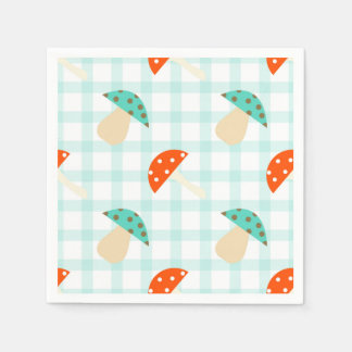 Whimsical mushroom gingham patroon servet
