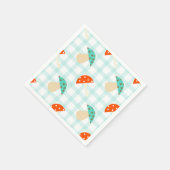 Whimsical mushroom gingham patroon servet (Hoek)