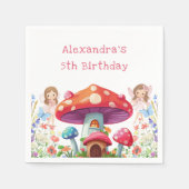 Whimsical Mushroom Girl Fairy Verjaardagsfeestje Servet (Voorkant)