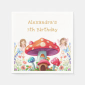 Whimsical Mushroom Girl Fairy Verjaardagsfeestje Servet (Voorkant)