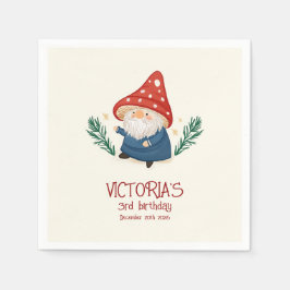 Whimsical Mushroom Gnome verjaardagsfeestje Servet