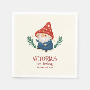 Whimsical Mushroom Gnome verjaardagsfeestje Servet