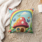 Whimsical Mushroom huizen en regenboog 8 Kussen (Deken)