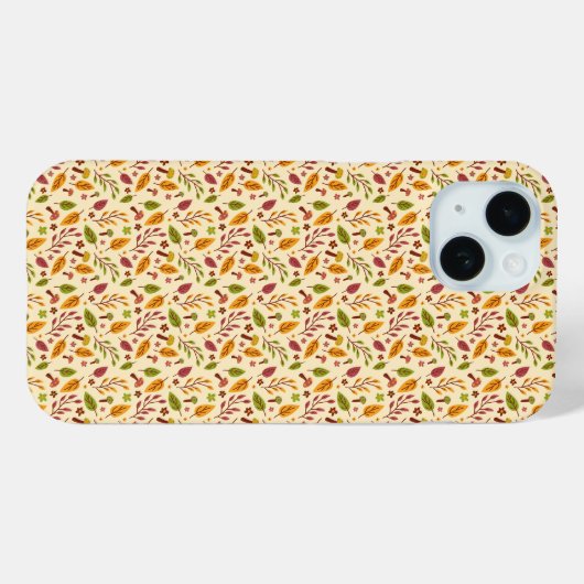 Whimsical Mushroom Leaf Pattern iPhone Case (Achterkant (horizontaal))