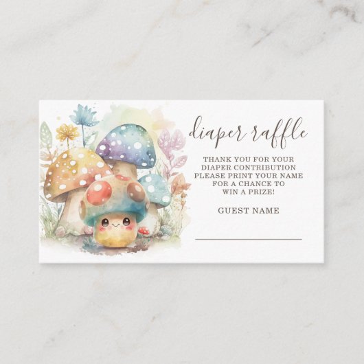 Whimsical Mushroom Luier Raffle Informatiekaartje (Voorkant)