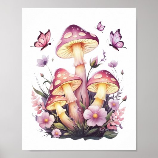 Whimsical Mushroom Meadow - Betoverde Natuur Poste Poster (Voorkant)
