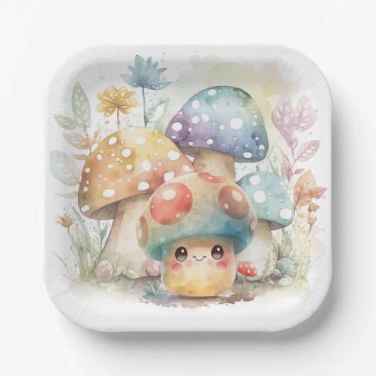 Whimsical Mushroom Papieren Bordje (Voorkant)