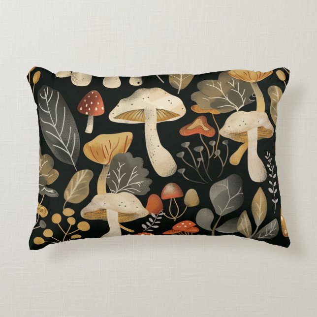 Whimsical Mushroom Patroon Accent Kussen (Voorkant)