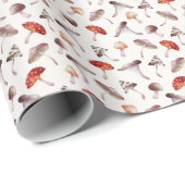 Whimsical Mushroom Patroon Cadeaupapier (Rol Hoek)