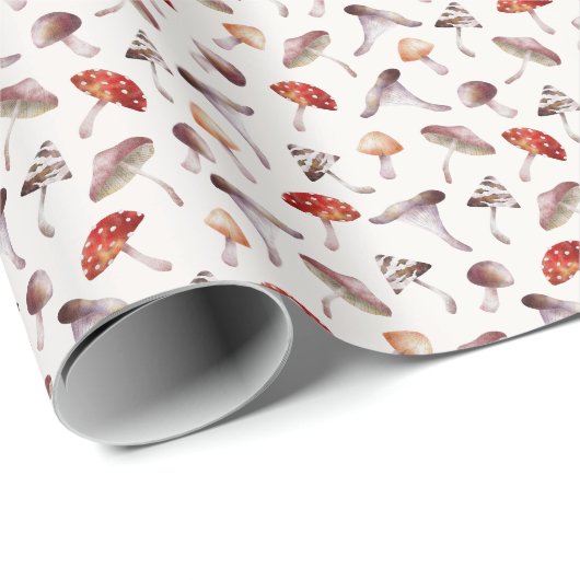 Whimsical Mushroom Patroon Cadeaupapier (Rol Hoek)