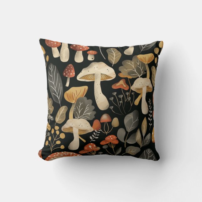 Whimsical Mushroom Patroon Kussen (Voorkant)