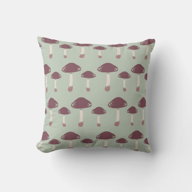 Whimsical Mushroom Patroon Kussen (Voorkant)