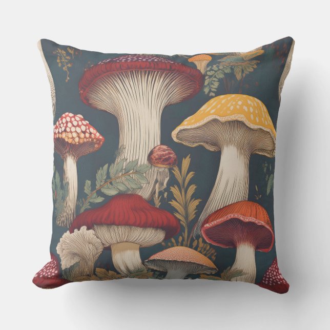 Whimsical Mushroom Pattern Design Buitenkussen (Voorkant)