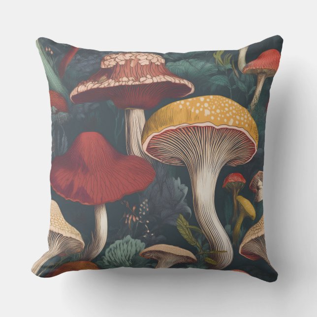 Whimsical Mushroom Pattern Design Buitenkussen (Voorkant)