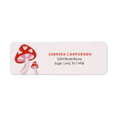 Whimsical Mushroom Red en Roze Etiket (Voorkant)