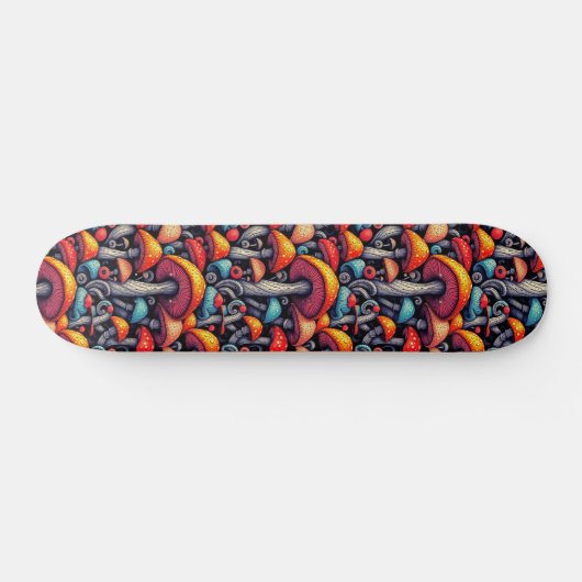 Whimsical Mushroom Retro Skateboard (Horizontaal)
